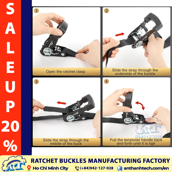 1.5-Inch (38mm) Rubber Handle Ratchet Buckle: Ergonomic Cargo Security