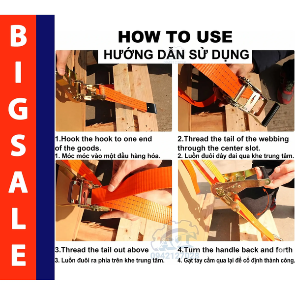 Dây Chằng Hàng Tăng Đơ 50mm 3 Tấn