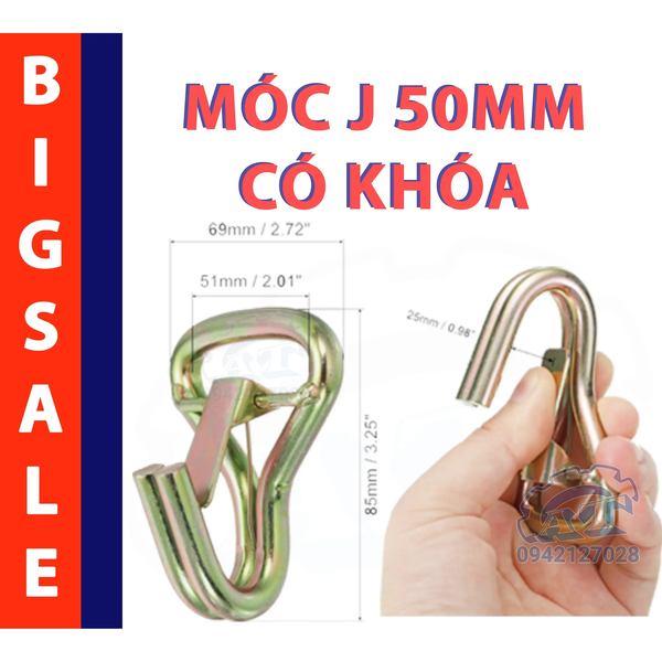 Móc J 50mm có chốt khóa tải trọng 5 tấn