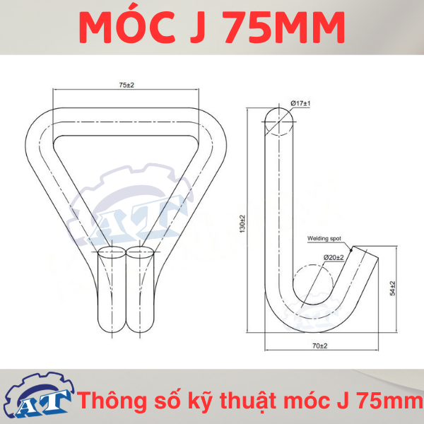 Móc J 75mm 10 Tấn