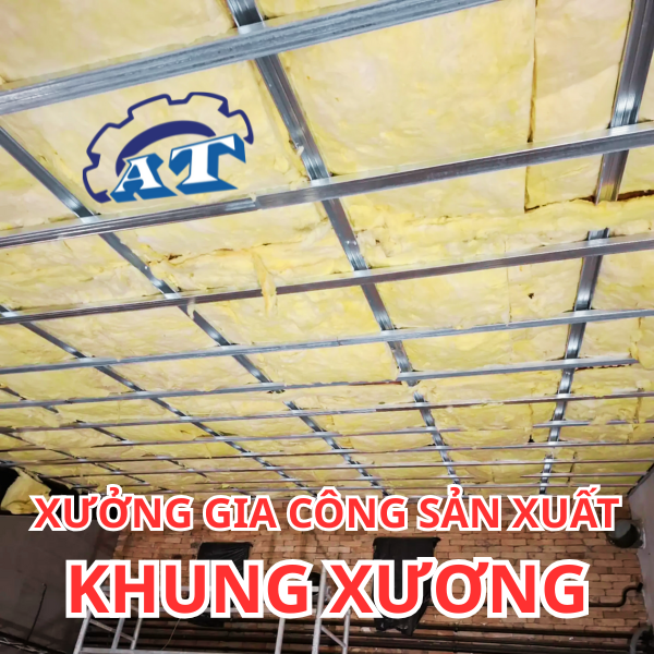 Xương trần thạch cao trong quá trình thi công. Xương trần thạch cao trong quá trình thi công.