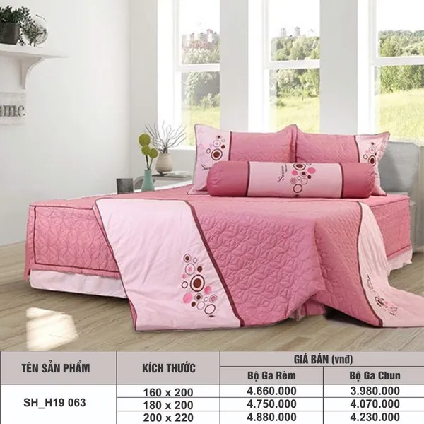 Bộ chăn ga gối cao cấp Sông Hồng H19 063