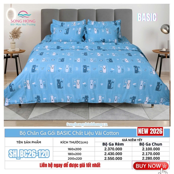 Bộ chăn ga gối Sông Hồng BC26 120