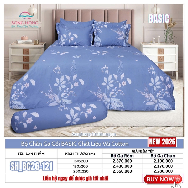 Bộ chăn ga gối Sông Hồng BC26 121