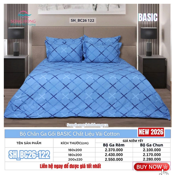 Bộ chăn ga gối Sông Hồng BC26 122