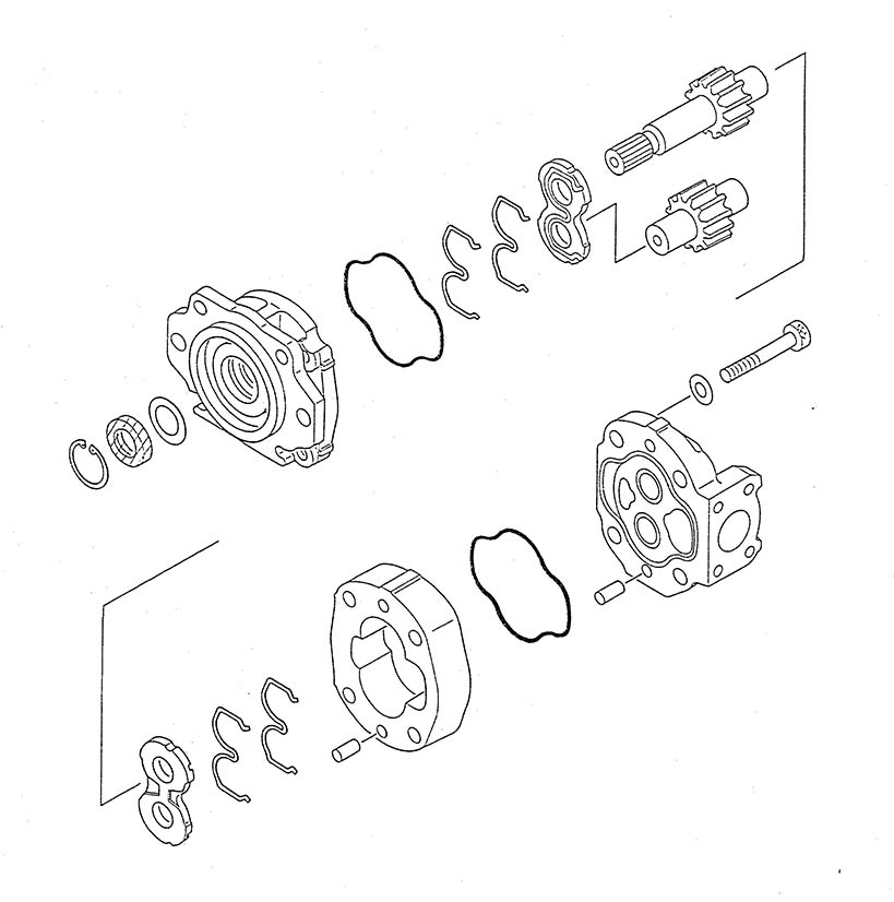 Sơ đồ cấu tạo bơm bánh răng ăn khớp ngoài