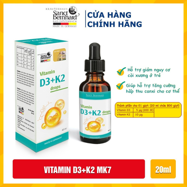 Vitamin D3 K2 drops Sanct Bernhard CHLB ĐỨC Gia dụng Đức