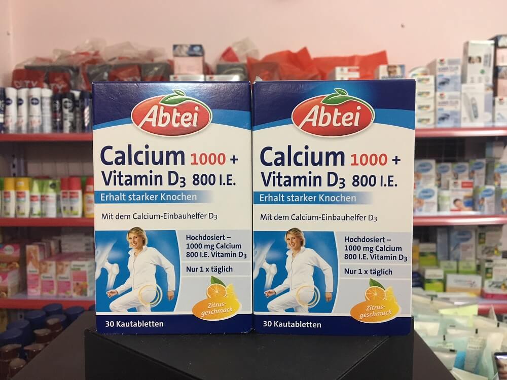 Viên nhai Abtei Calcium 1000 + Vitamin D3 800 I.E Viên nhai Abtei Calcium 1000 + Vitamin D3 800 I.E