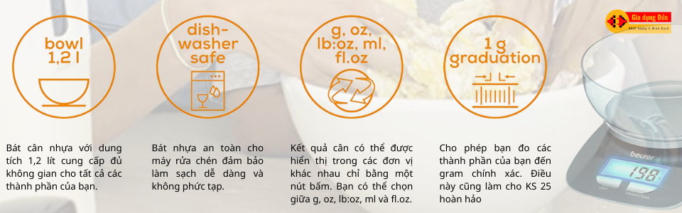 Cân nhà bếp Beurer KS25 Cân nhà bếp Beurer KS25