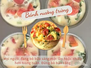 Ăn sáng với bánh nướng xốp trứng