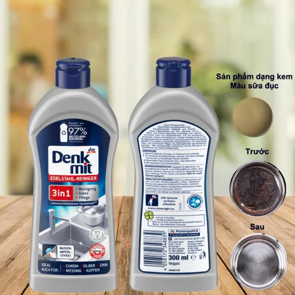 Chai Tẩy Rửa Inox Denkmit 3in1 nhập khẩu Đức