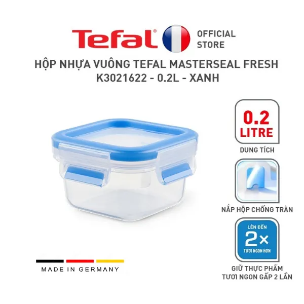 Hộp nhựa vuông Tefal Masterseal Fresh K3021622 - 0.2L - Xanh