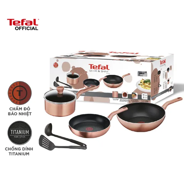 Bộ nồi chảo Tefal Cook&Shine 6pcs