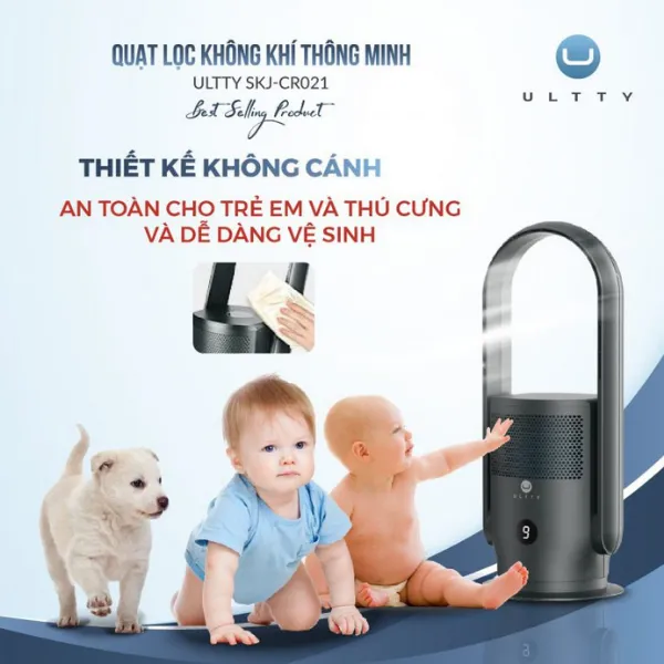 Quạt điều hòa, lọc không khí ULTTY SKJ-CR021, 9 cấp làm mát, Lọc HEPA H13 loại bỏ 99,97% bụi mịn, vi khuẩn, virus