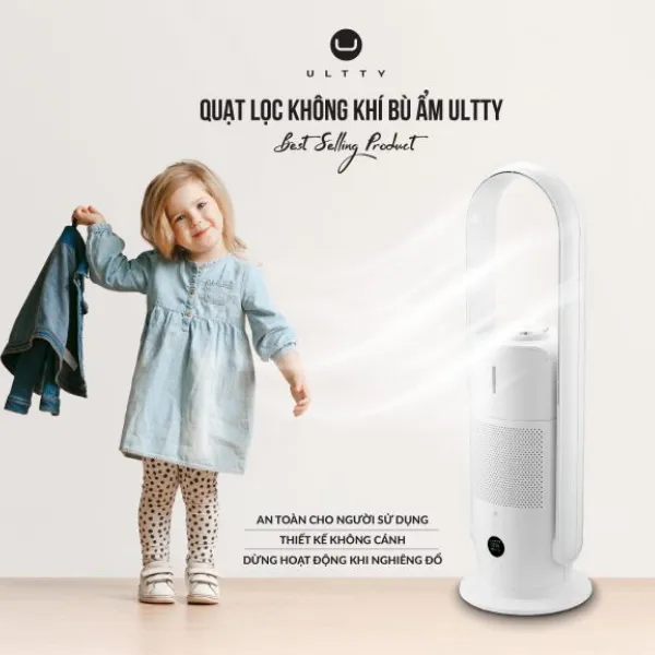 Quạt lọc không khí bù ẩm ULTTY SKJ-CR022, diệt khuẩn bằng tia UV