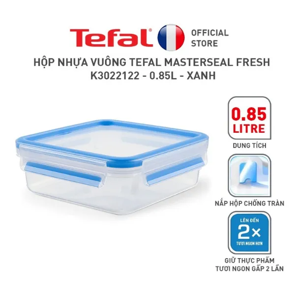 Hộp nhựa vuông Tefal Masterseal Fresh K3022122 - 0.85L - Xanh