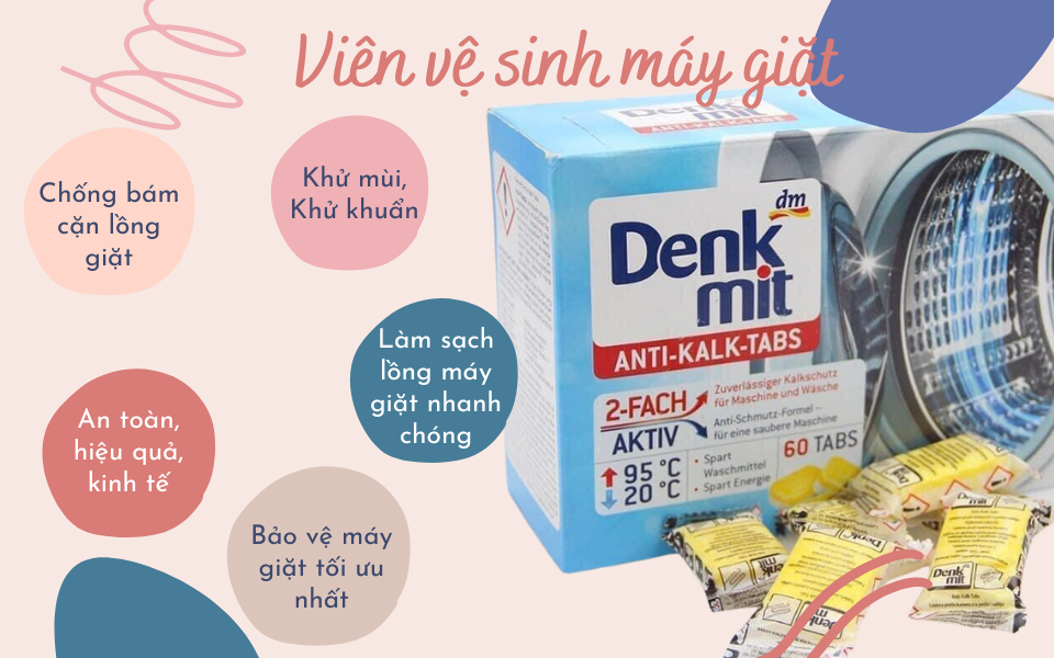 Viên tẩy vệ sinh máy giặt Denkmit Viên tẩy vệ sinh máy giặt Denkmit