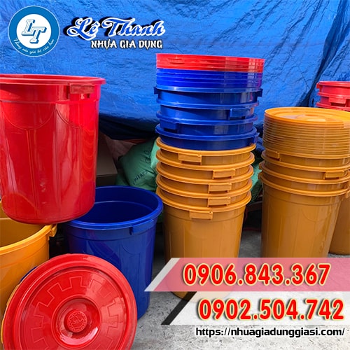 Thùng nhựa tròn có nắp giá sỉ Thùng nhựa tròn có nắp giá sỉ