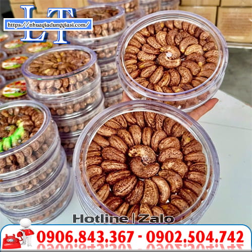 Hộp nhựa mica tròn đựng hạt điều Hộp nhựa mica tròn đựng hạt điều