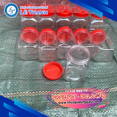 Hũ nhựa nhỏ nắp đỏ Hũ nhựa nhỏ nắp đỏ