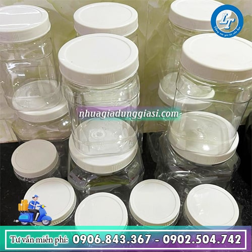Hũ nhựa vuông trong suốt đẹp mắt