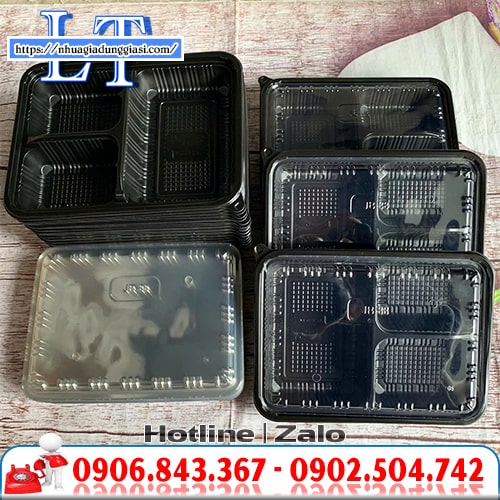 Hộp nhựa đế đen 3 ngăn Hộp nhựa đế đen 3 ngăn