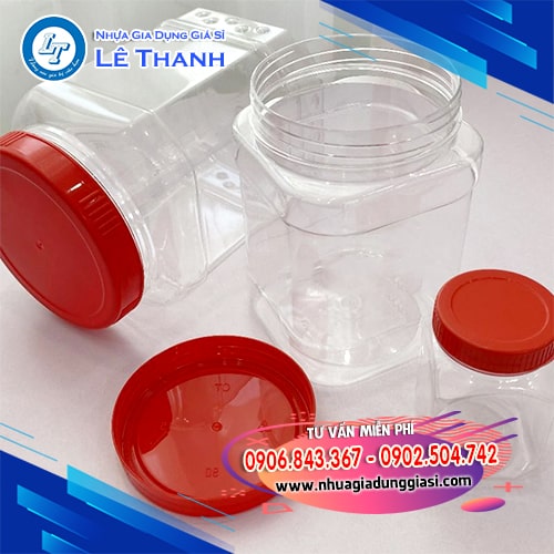 Hũ nhựa vuông đa dạng kích thước Hũ nhựa vuông đa dạng kích thước