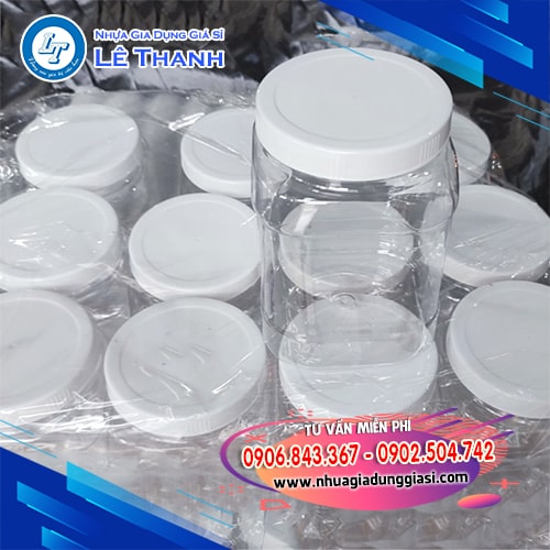 Hũ nhựa vuông nắp trắng