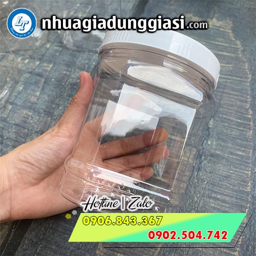 Hũ nhựa vuông nắp trắng Hũ nhựa vuông nắp trắng