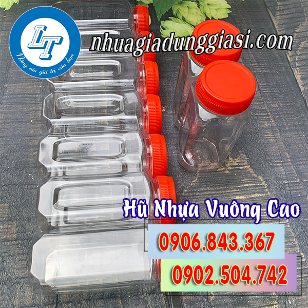 Hũ nhựa vuông cao
