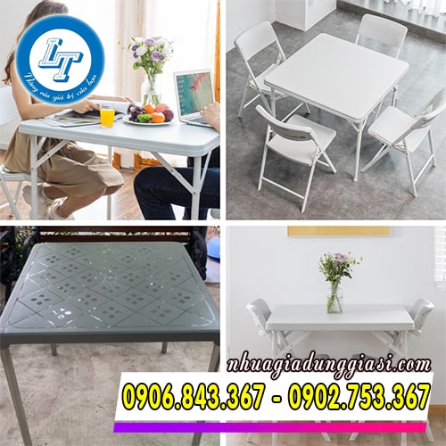 Bàn nhựa chân inox đa dạng màu sắc sử dụng trong nhiều không gian