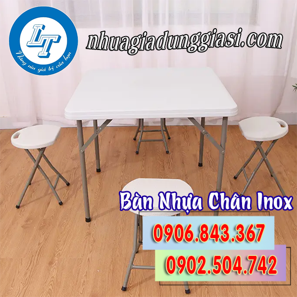 Bàn nhựa chân inox