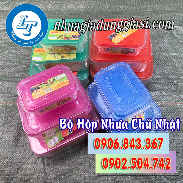 Bộ hộp nhựa chữ nhật giá sỉ
