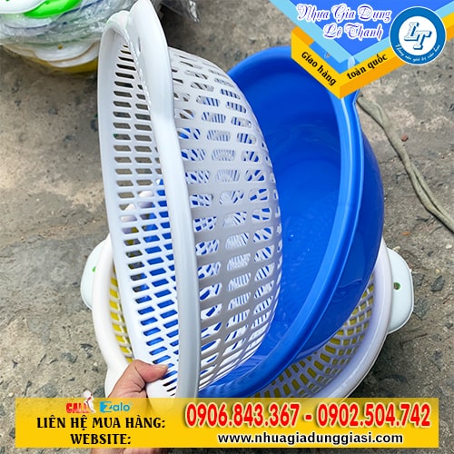 Bộ thau rổ nhựa quai cầm tiện lợi