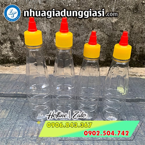 Chai nhựa PET đựng tương ớt nhiều kích cỡ Chai nhựa PET đựng tương ớt nhiều kích cỡ