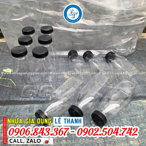 Chai nhựa PET miệng rộng vuông vát Chai nhựa PET miệng rộng vuông vát