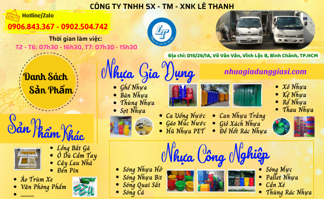 Danh sách sản phẩm nhựa gia dụng