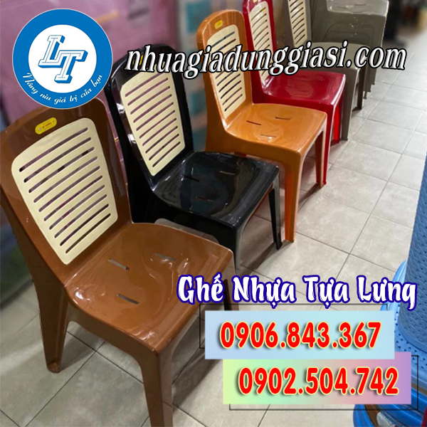 Ghế nhựa lớn tựa lưng nhiều màu