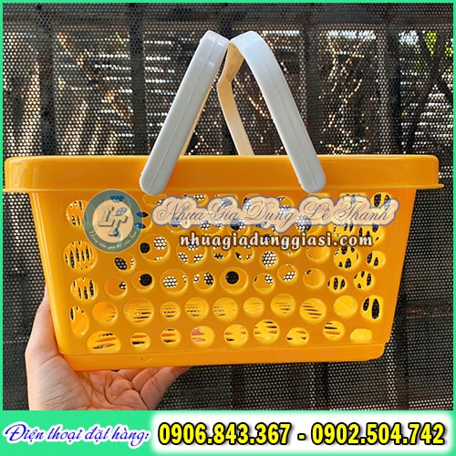 Giỏ nhựa chữ nhật có quai bền đẹp Giỏ nhựa chữ nhật có quai bền đẹp