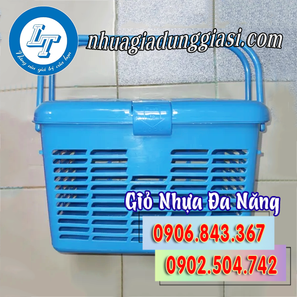 Giỏ nhựa đa năng có quai xách nắp đậy