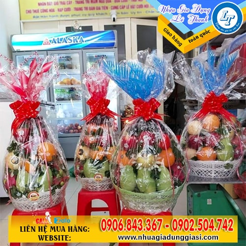 Giỏ nhựa đựng trái cây quà Tết biếu tặng Giỏ nhựa đựng trái cây quà Tết biếu tặng