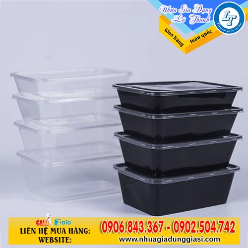 Hộp nhựa chữ nhật có nắp nhiều dung tích Hộp nhựa chữ nhật có nắp nhiều dung tích