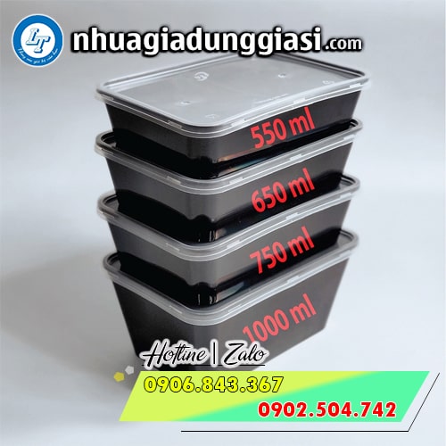 Hộp nhựa chữ nhật đen nhiều dung tích Hộp nhựa chữ nhật đen nhiều dung tích