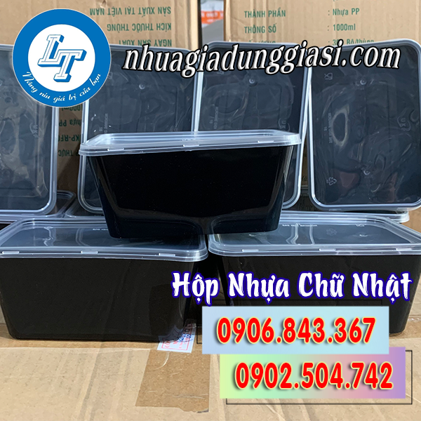 Hộp nhựa chữ nhật đựng thực phẩm có nắp