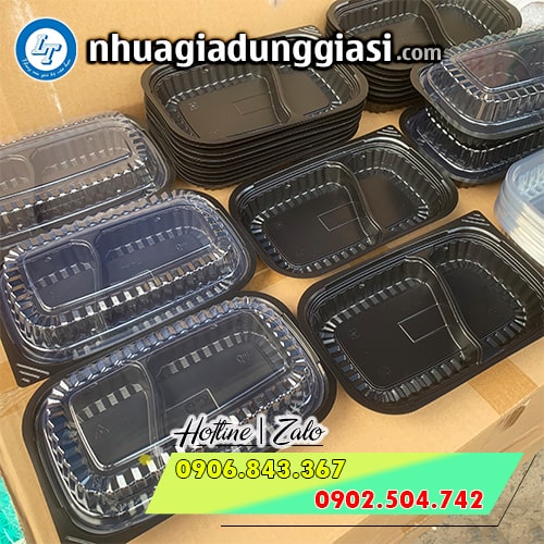 Hộp nhựa đế đen 2 ngăn HT17 Hộp nhựa đế đen 2 ngăn HT17