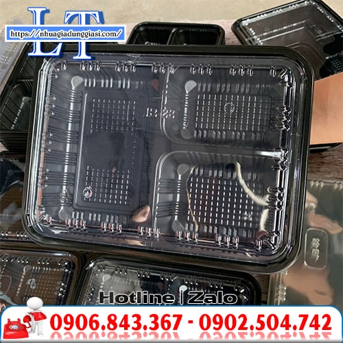 Hộp nhựa đế đen 3 ngăn chịu nhiệt Hộp nhựa đế đen 3 ngăn chịu nhiệt