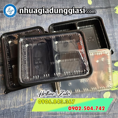 Hộp nhựa đế đen 3 ngăn Hộp nhựa đế đen 3 ngăn