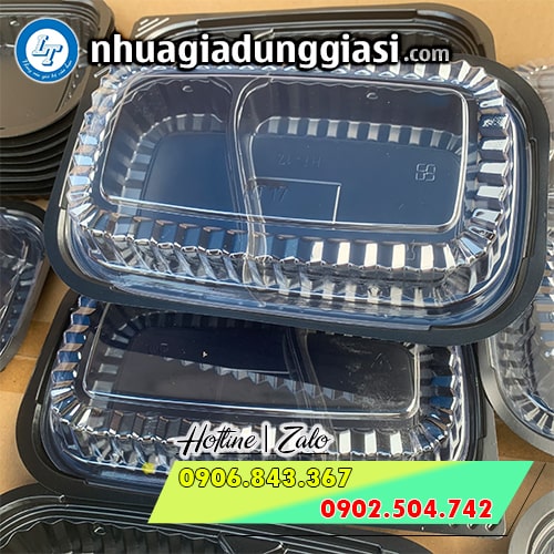 Hộp nhựa đế đen HT17 2 ngăn Hộp nhựa đế đen HT17 2 ngăn