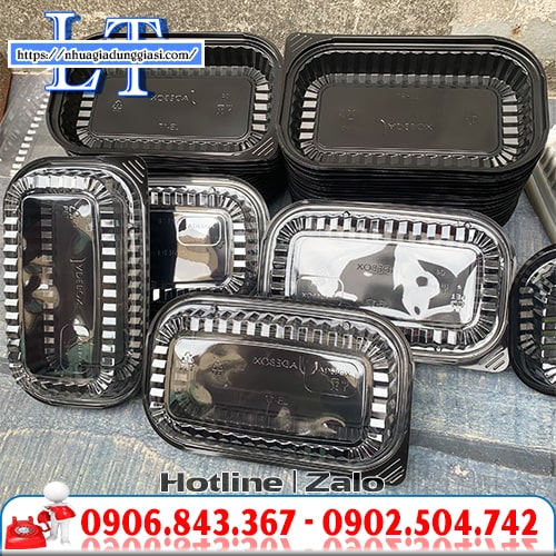 Hộp nhựa dùng 1 lần đế đen Hộp nhựa dùng 1 lần đế đen