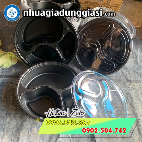 Hộp nhựa đựng cơm 3 ngăn tròn tiện lợi Hộp nhựa đựng cơm 3 ngăn tròn tiện lợi